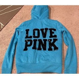 VS PINK Bling Fur Lined Zip Up Hoodie
